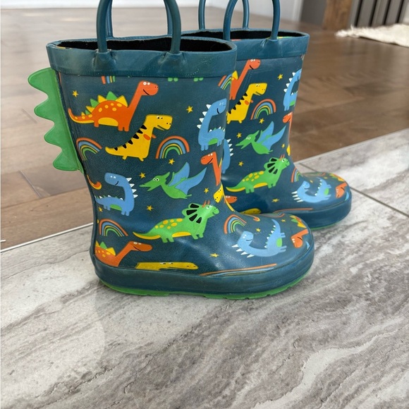 George Kids Dinosaur Print Boots - Blue and Multicolor - Picture 2 of 5